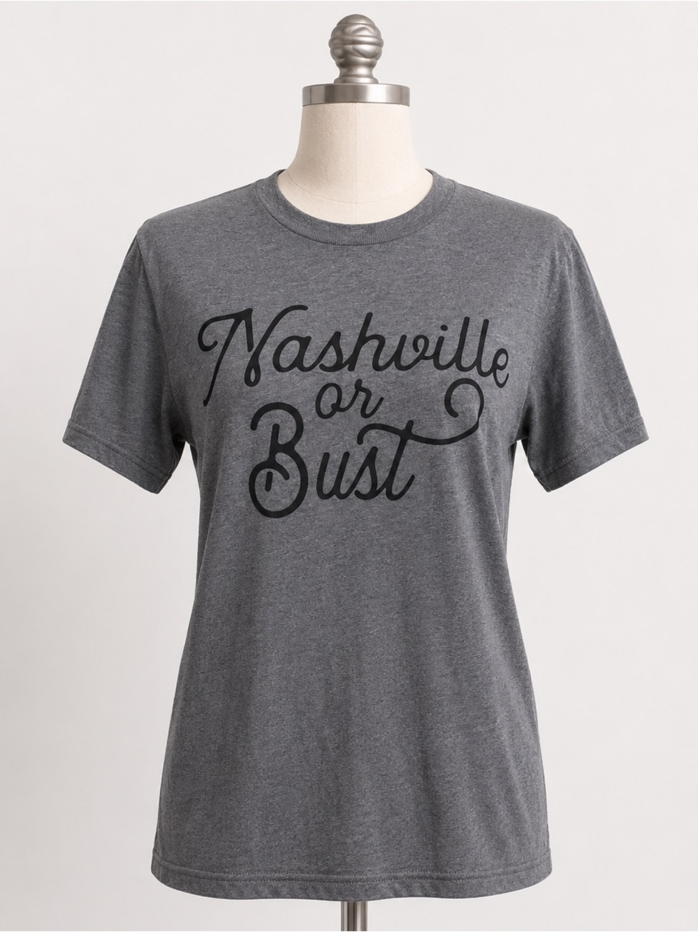 Next Level Apparel "Nashville or Bust" Gray Graphic Short Sleeve T-Shirt- S